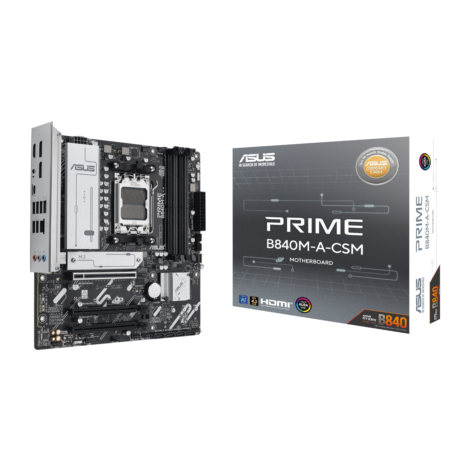PRIME B840M-A-CSM - AM5 / DDR5 / Micro ATX Black Motherboard by Asus