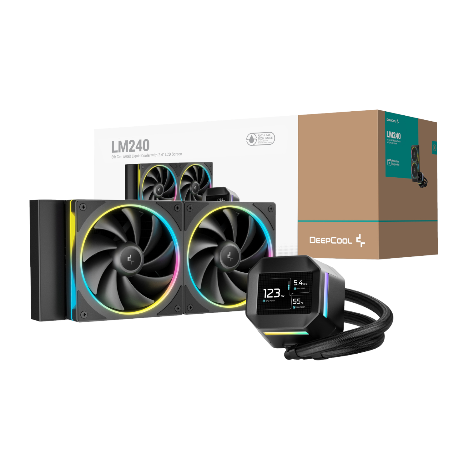 LM240 ARGB 240mm AiO CPU Liquid Cooler - Black by DeepCool