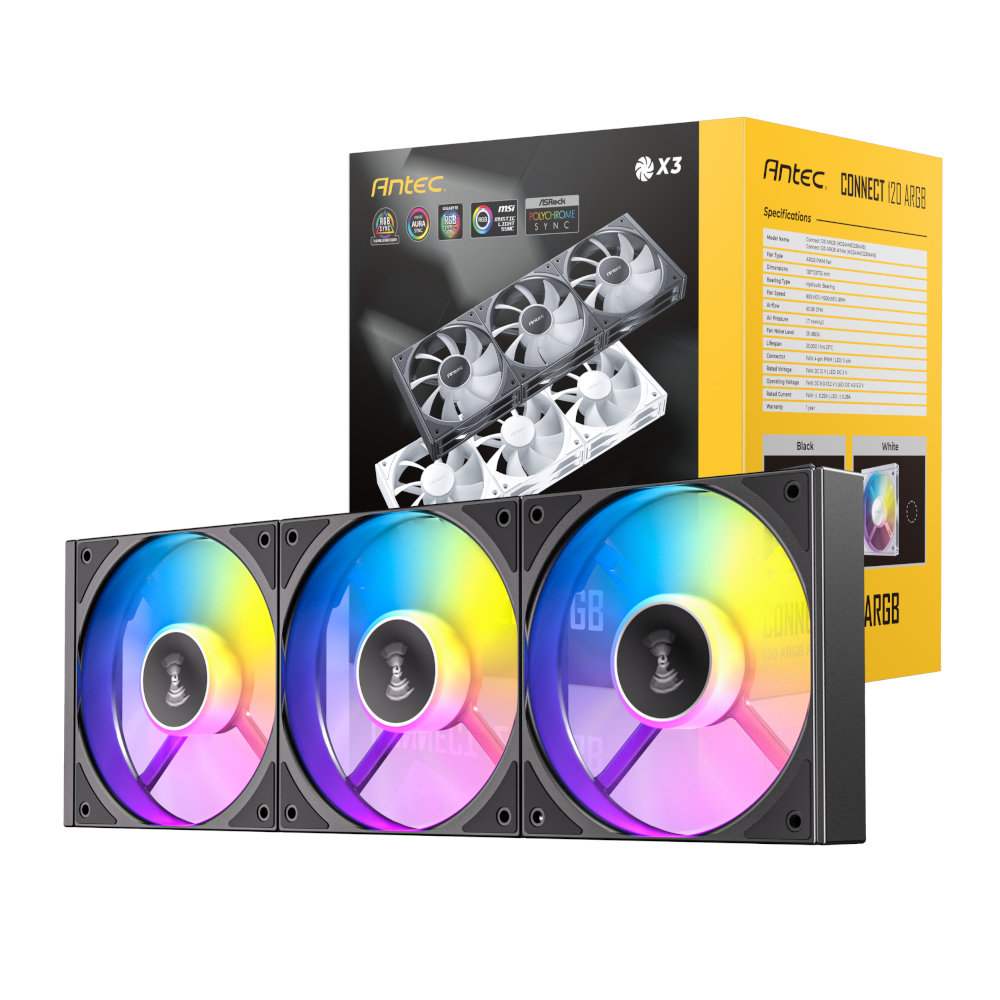Connect 120 ARGB PWM Fan 3 Pack - Black by Antec