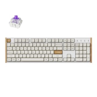 K10 HE Special Edition Full-size Hot-Swap Gateron Dbl-Rail Nebula Switch RGB Wireless Keyboard - White (Wood + Al) by Keychron