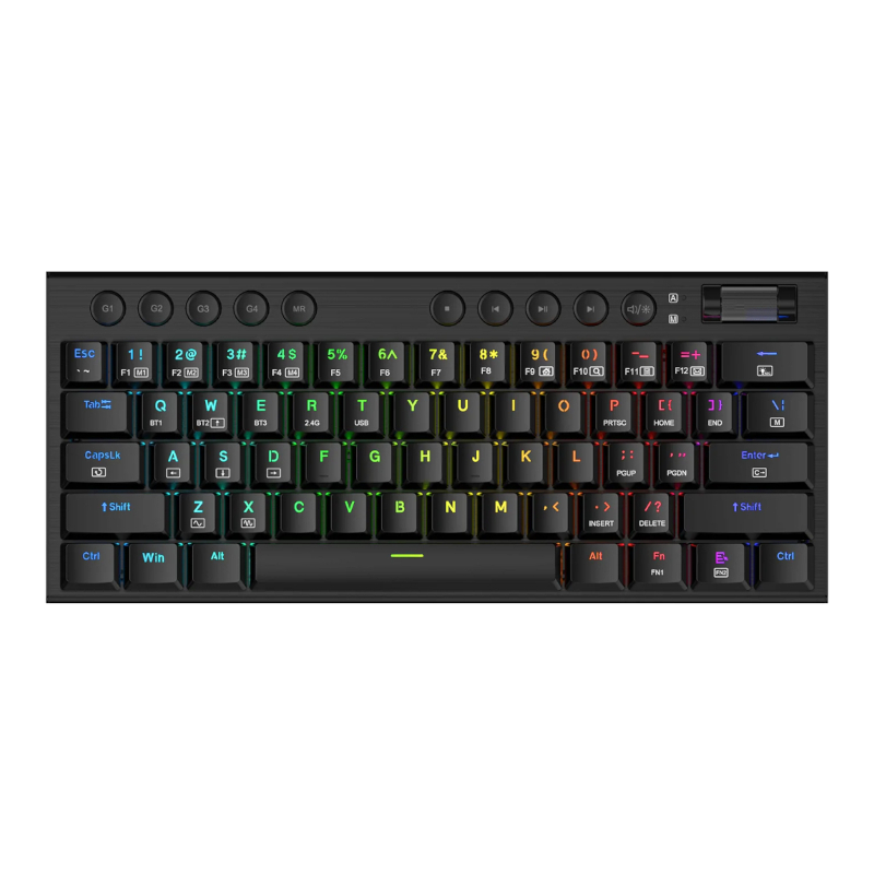 Horus Mini Pro 61Key Wireless Bluetooth Red Switch RGB Low Profile Gaming Mechanical Keyboard - Black by REDRAGON