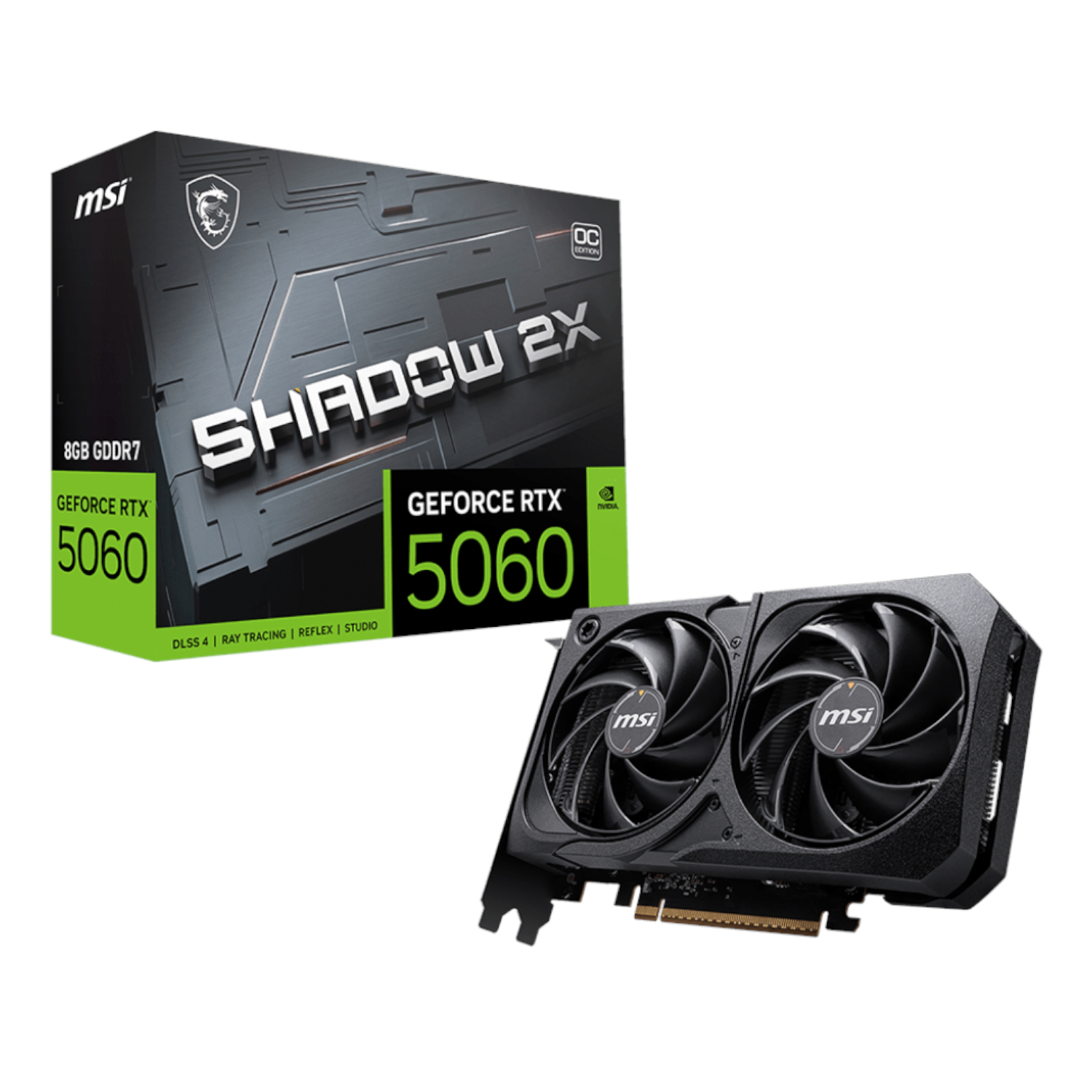 GeForce RTX 5060 SHADOW 2X OC 8GB Graphics Card by MSI